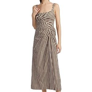 NWT Lela Rose walnut midi gingham dress